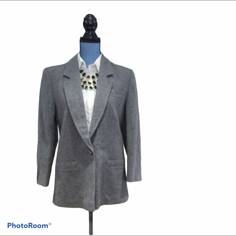 Pendleton Classic Gray 100% Wool Blazer Size 6 - image 2